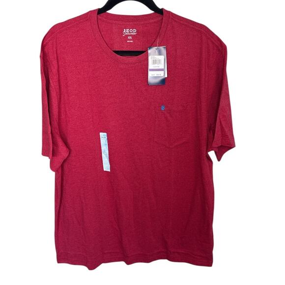 IZOD Men's Saltwater Soft Wash Pocket Crew T-Shirt Glossy Red Size XXL Tee - Picture 3 of 8